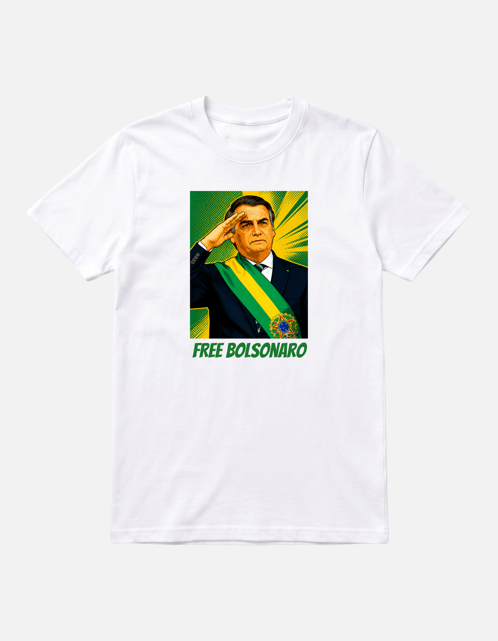 Camiseta branca Free Bolsonaro pop art