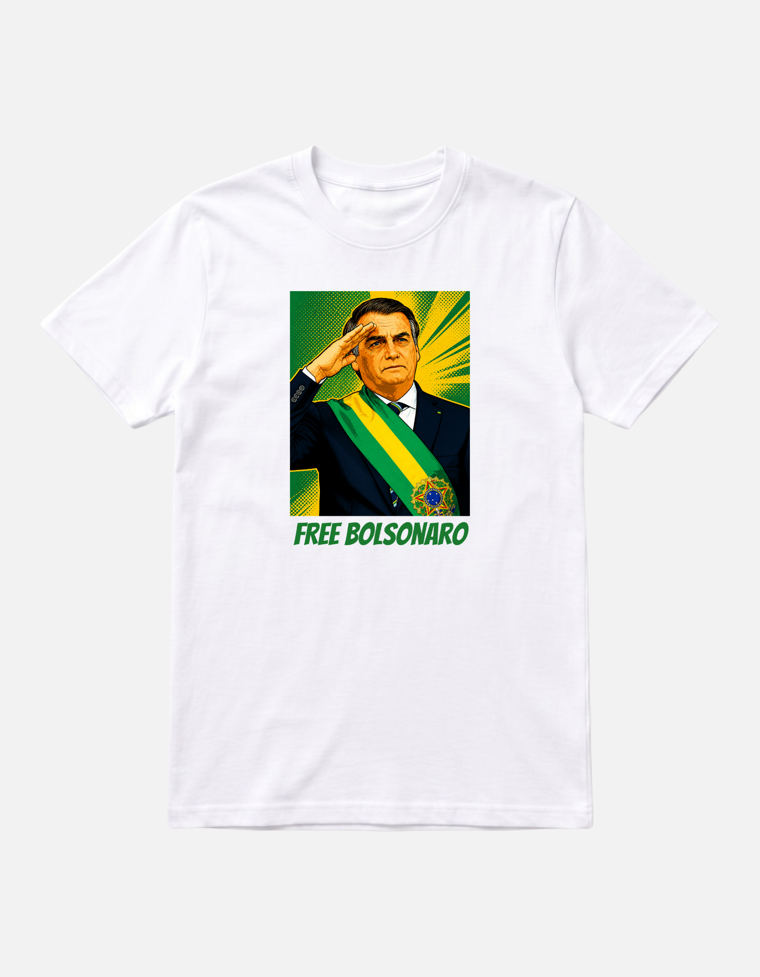 Camiseta branca Free Bolsonaro pop art