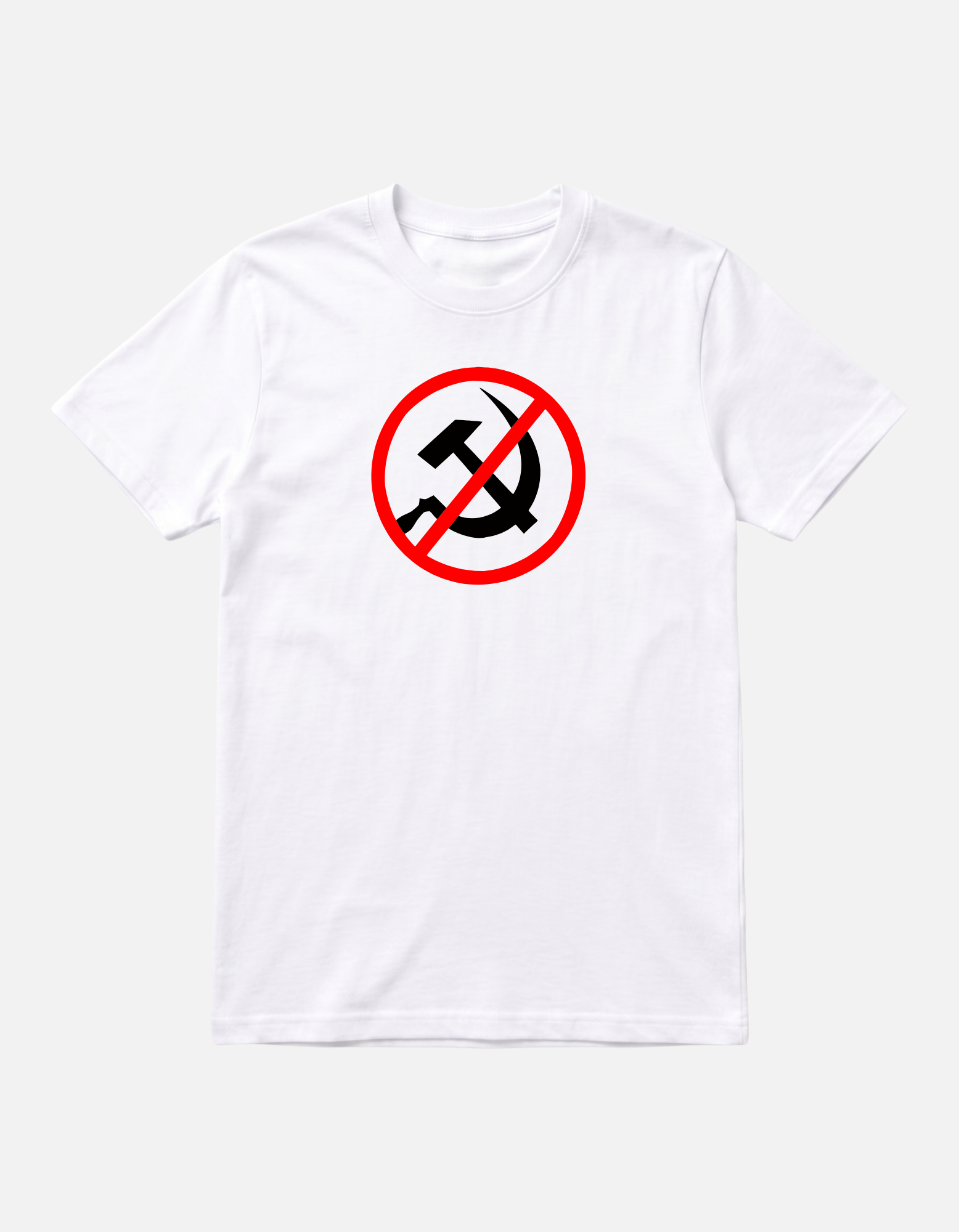 Camiseta branca Comunismo Nao simbolo anticomunista