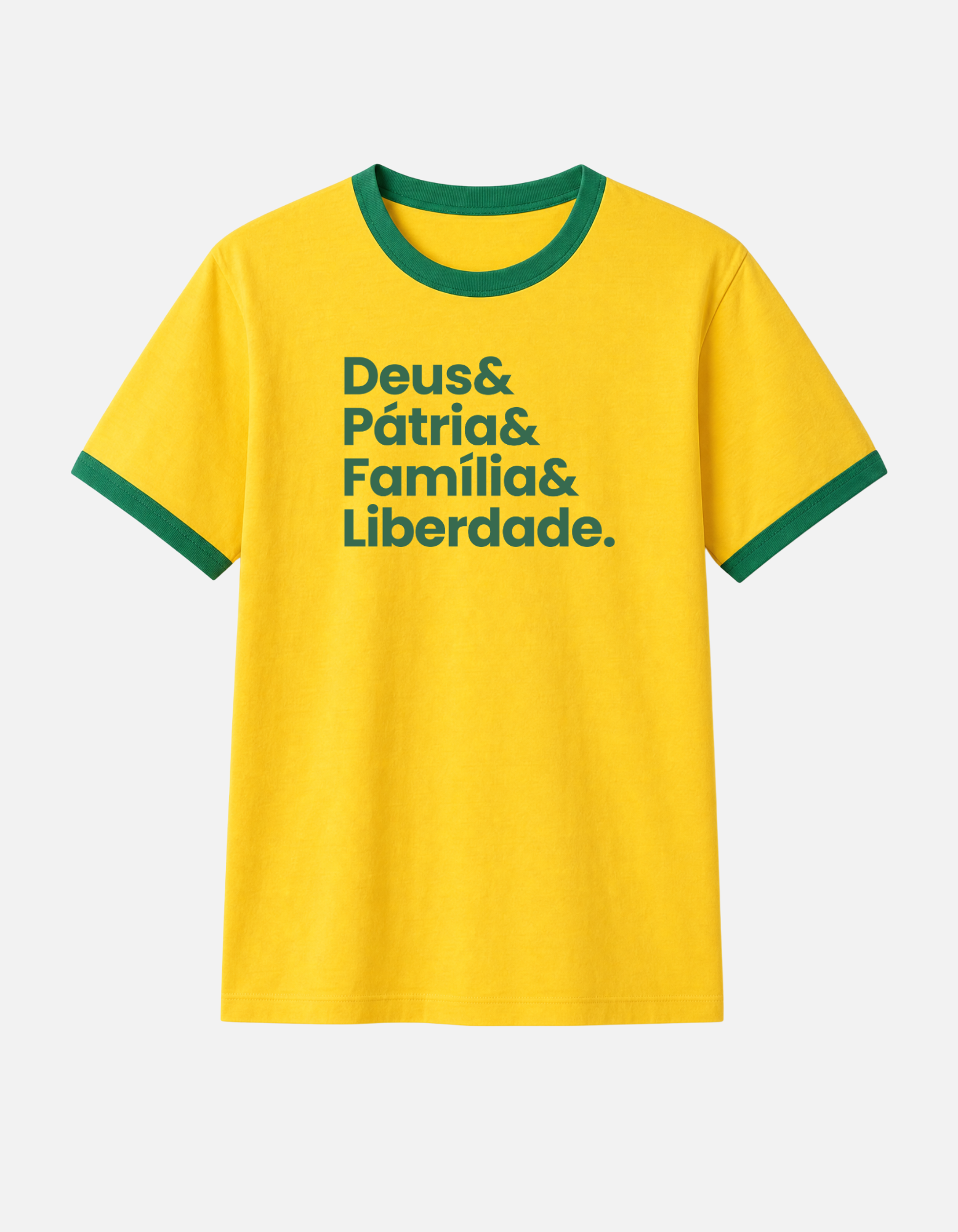 Camiseta amarela ringer Deus Patria Familia e Liberdade