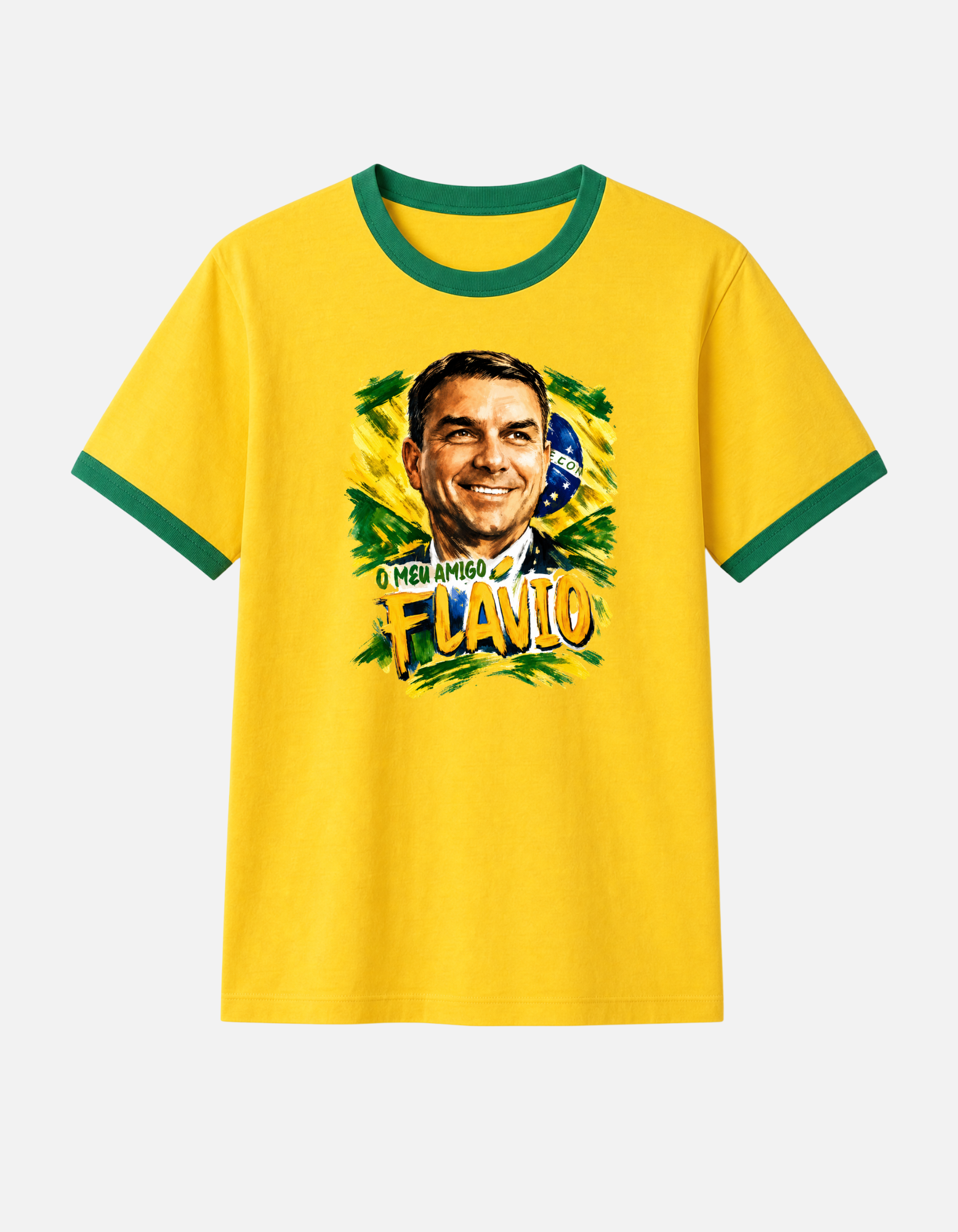 Camiseta amarela ringer O Meu Amigo Flavio